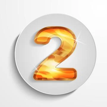 Vector light circle icon wood number 2 Stock Illustration