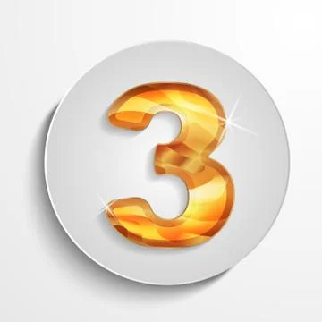 Vector light circle icon wood number 3 Stock Illustration