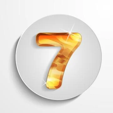 Vector light circle icon wood number 7 Stock Illustration