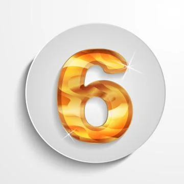 Vector light circle icon wood number 6 Stock Illustration