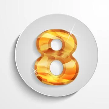 Vector light circle icon wood number 8 Stock Illustration