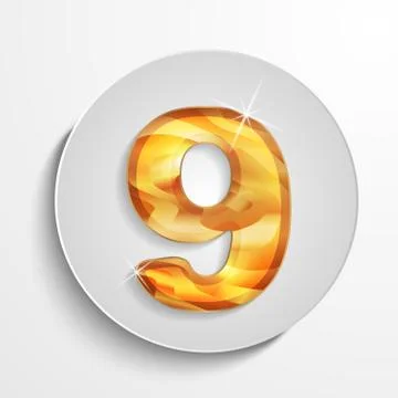 Vector light circle icon wood number 9 Stock Illustration