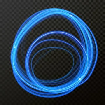 Vector light effect of circle line neon. Glowing light fire flare trace Stock Illustration