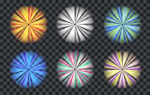 Vector Light Effect Circle Spotlight with Transparent Background Set Stock Illustration