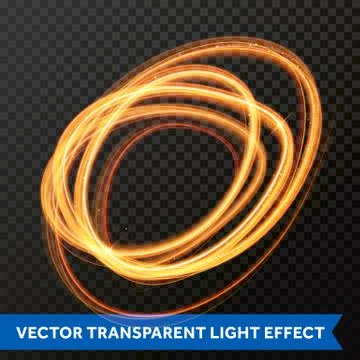 Vector light effect of line circle gold swirl. Glowing light fire flare trace Illustrazione stock