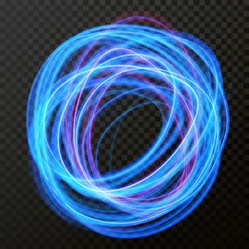 Vector light effect of line circle neon swirl. Glowing light fire flare イラスト素材