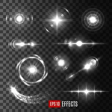 Vector light flashes and star sparkles icons Stock Illustration