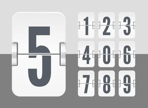 Vector light flip scoreboard template with numbersfor white countdown timer or イラスト素材
