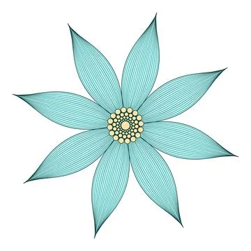 Vector light green contouring flower. Linear drawing. Stock Illustration