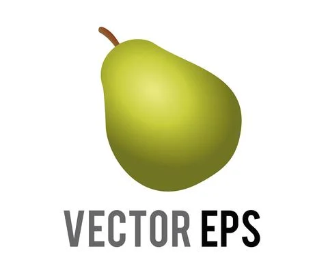 Vector light green fruit pear with stem icon Stock Illustration