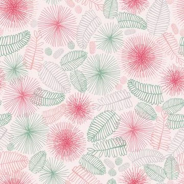 Vector light pink touch me not shameplant floral seamless pattern. Perfect fo Stock Illustration
