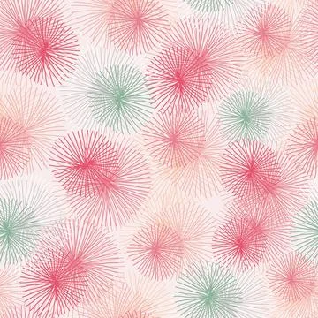 Vector light pink touch me not shameplant abstract puffball seamless pattern. Stock Illustration