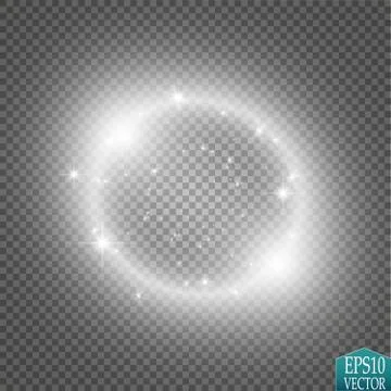 Vector light ring. Round shiny frame with lights dust trail particles isolated Stock Illustration