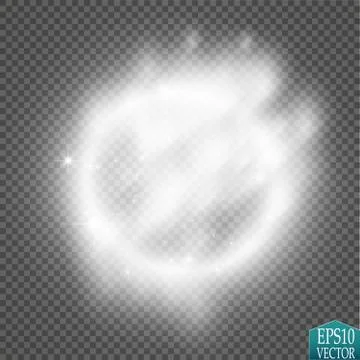 Vector light ring. Round shiny frame with lights dust trail particles isolated Stock Illustration
