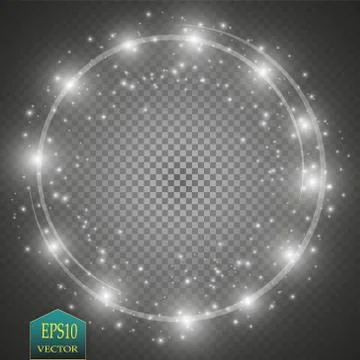 Vector light ring. Round shiny frame with lights dust trail particles isolated Stock Illustration