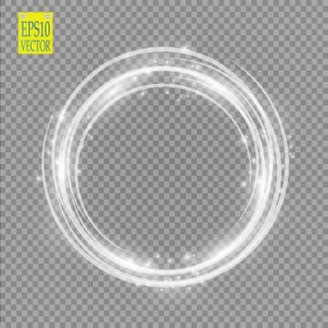 Vector light ring. Round shiny frame with lights dust trail particles isolated Stock Illustration