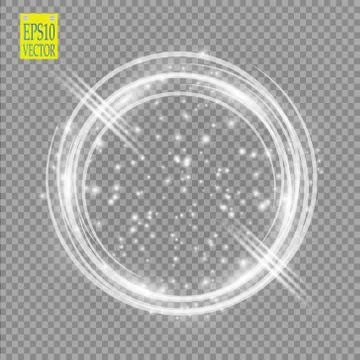 Vector light ring. Round shiny frame with lights dust trail particles isolated Stock Illustration