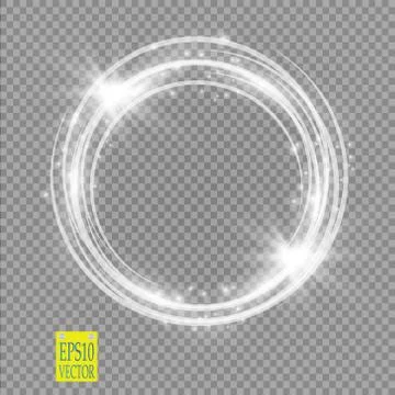 Vector light ring. Round shiny frame with lights dust trail particles isolated Stock Illustration