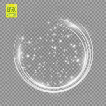 Vector light ring. Round shiny frame with lights dust trail particles isolated Stock Illustration