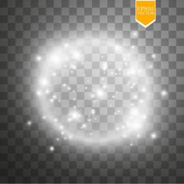 Vector light ring. Round shiny frame with lights dust trail particles isolated Stock Illustration