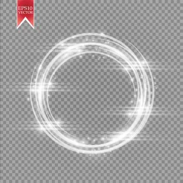 Vector light ring. Round shiny frame with lights dust trail particles isolated Illustrazione stock