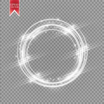 Vector light ring. Round shiny frame with lights dust trail particles isolated Stock Illustration