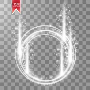 Vector light ring. Round shiny frame with lights dust trail particles isolated Stock Illustration