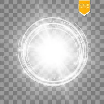 Vector light ring. Round shiny frame with lights dust trail particles isolated Stock Illustration