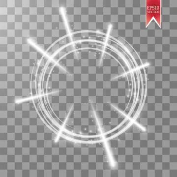 Vector light ring. Round shiny frame with lights firework and dust trail Stock Illustration
