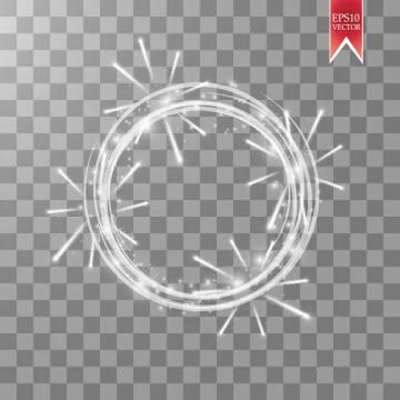 Vector light ring. Round shiny frame with lights firework and dust trail Stock Illustration