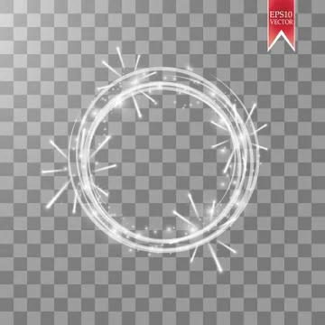 Vector light ring. Round shiny frame with lights firework and dust trail Stock Illustration