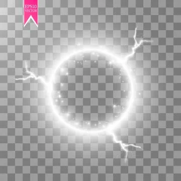 Vector light ring with . Round shiny frame with lights dust trail particles Stock Illustration