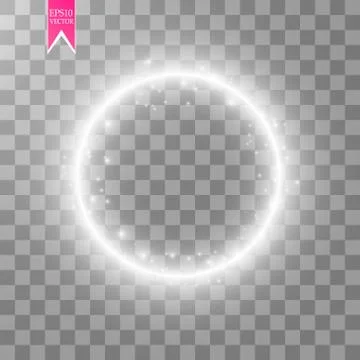 Vector light ring. Round shiny frame with lights dust trail particles isolated Stock Illustration