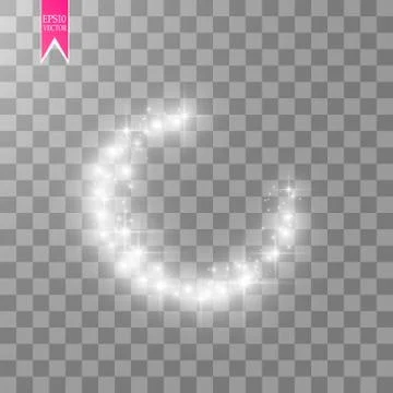 Vector light ring. Round shiny frame with lights dust trail particles isolated Stock Illustration