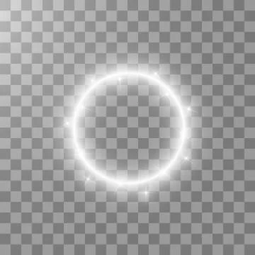 Vector light ring. Round shiny frame with lights dust trail particles isolated Stock Illustration