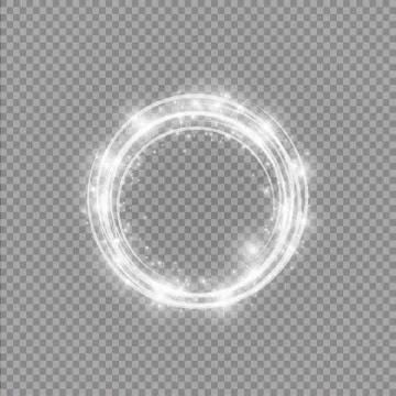 Vector light ring. Round shiny frame with lights dust trail particles isolated Stock Illustration