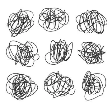 Vector light set hand drawn scribble line shapes Stock Illustration