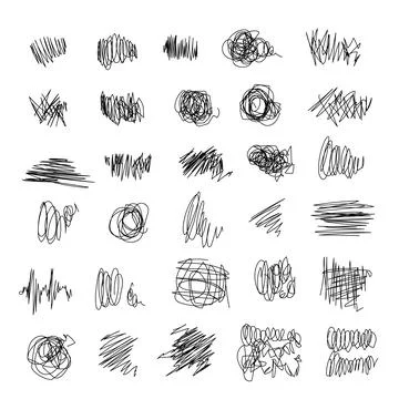 Vector light set of hand drawn scribble line shapes. = Illustrazione stock