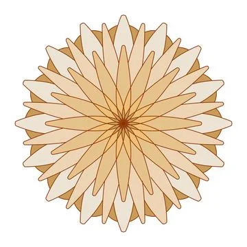 Vector light yellow flower. Linear drawing mandala. Stock Illustration