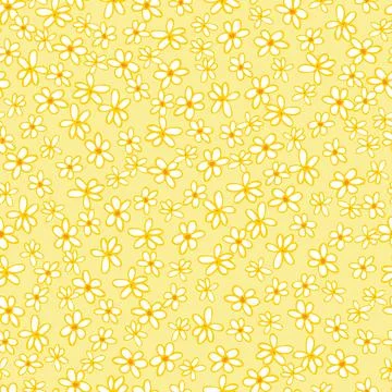 Vector light yellow scattered fun doodle daisy flowers repeat pattern with .. Illustrazione stock