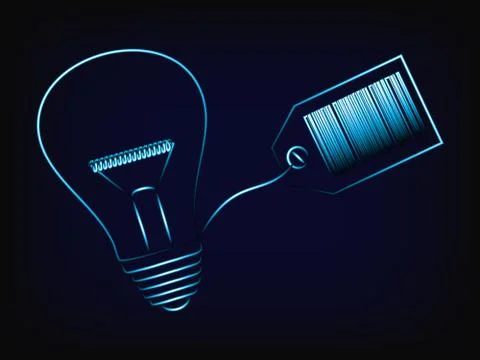 Vector of lightbulb with price tag, profitable idea 库存插图