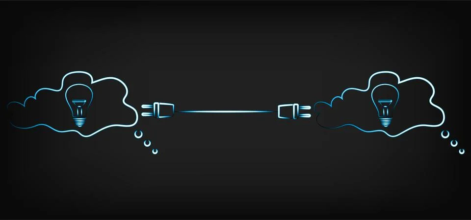 Vector lightbulbs connected with double plug 스톡 일러스트