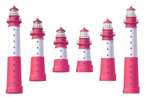 Vector Lighthouse, light house, beacon set Stock Illustration