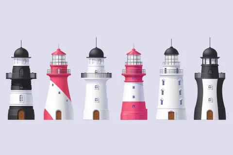 Vector Lighthouse, light house, beacon set Stock-Illustration