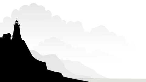 Vector Lighthouse &amp; Ship Landscape Stock Footage 127494553