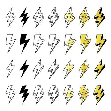 Vector Lightning bolts illustrations Illustrazione stock