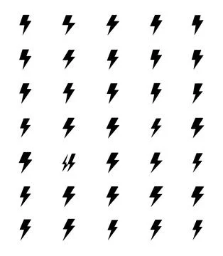 Vector lightning silhouettes set. Elements for thunderstorm design 库存插图