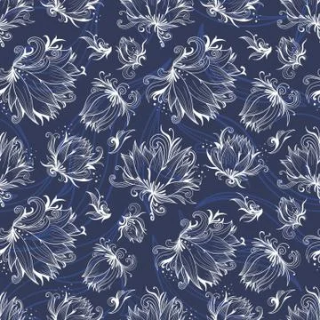 Vector Lily Outline Pattern Illustrazione stock