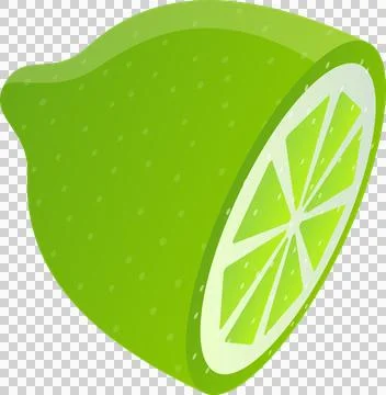 Vector lime half with wedge is showing dotted rind on transparent backdrop Stock Illustration