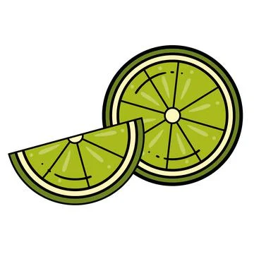 Vector lime slice green lemon illustration isolated  citrus icon. Stock Illustration
